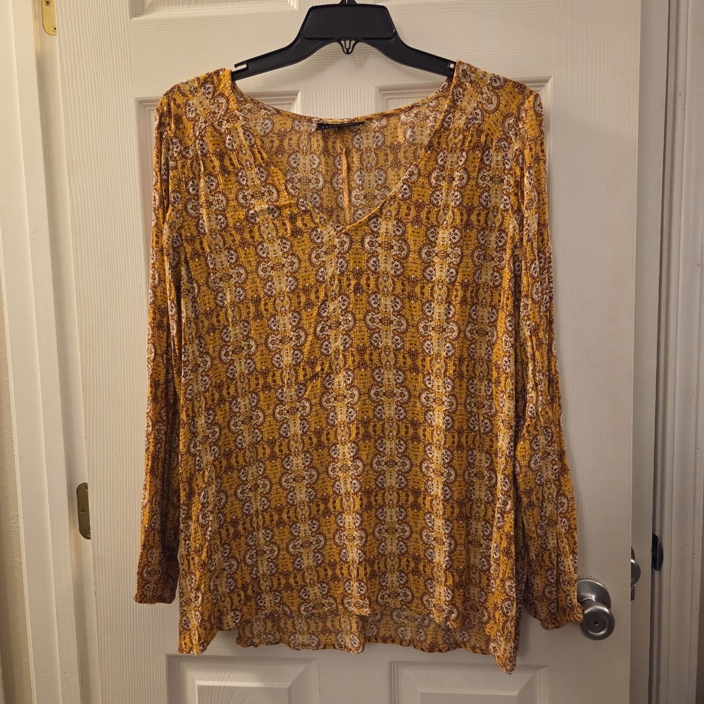 Lane Bryant sz 22/24 gold geo‎ print lightweight top 100% rayon boho retro